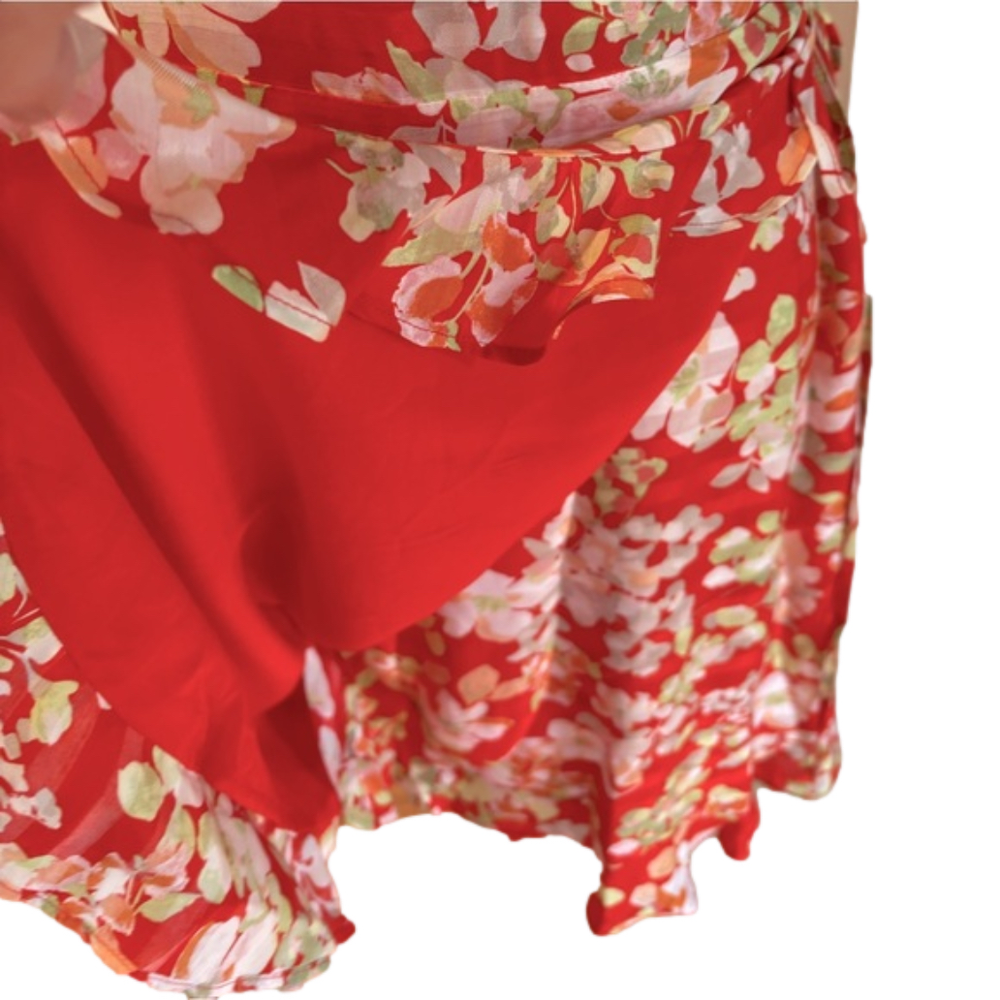 90s J JILL WRAP DRESS TANGERINE FLORAL TWEE DELICATE LIGHT COTTAGECORE SZ MP - Picture 9 of 13